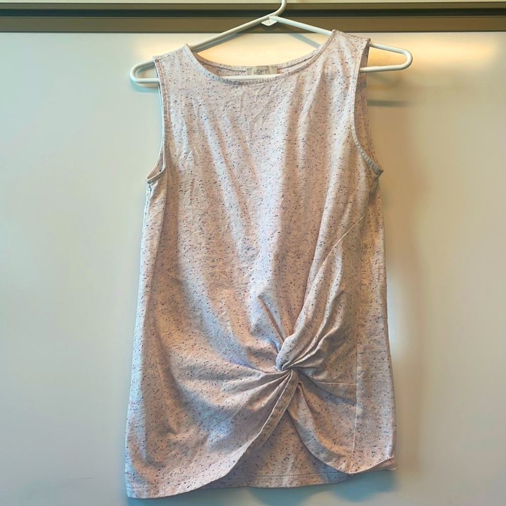 Pink speckled tank with gathering at waistband size XS